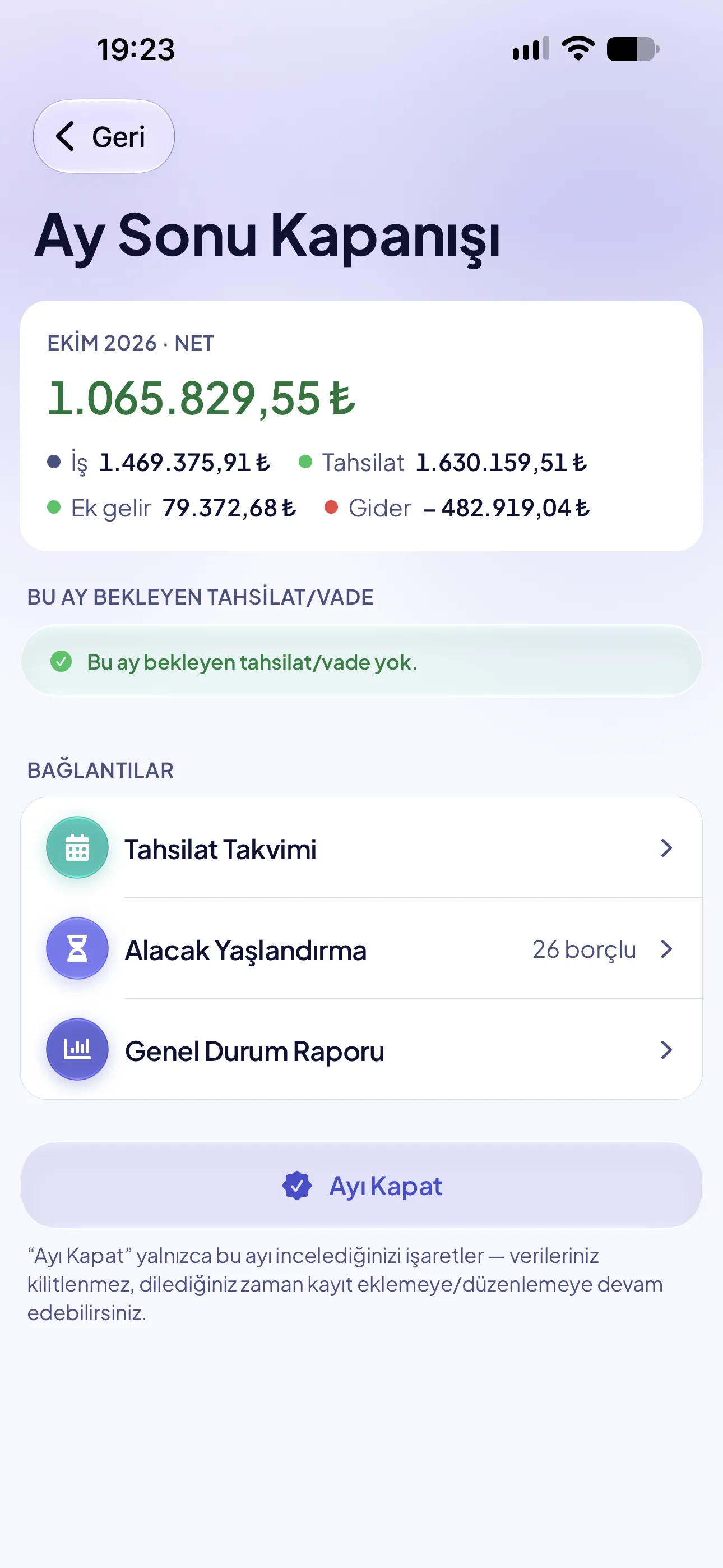 defterim Ay Sonu Kapanışı: ayın neti ve kapanış öncesi kontroller